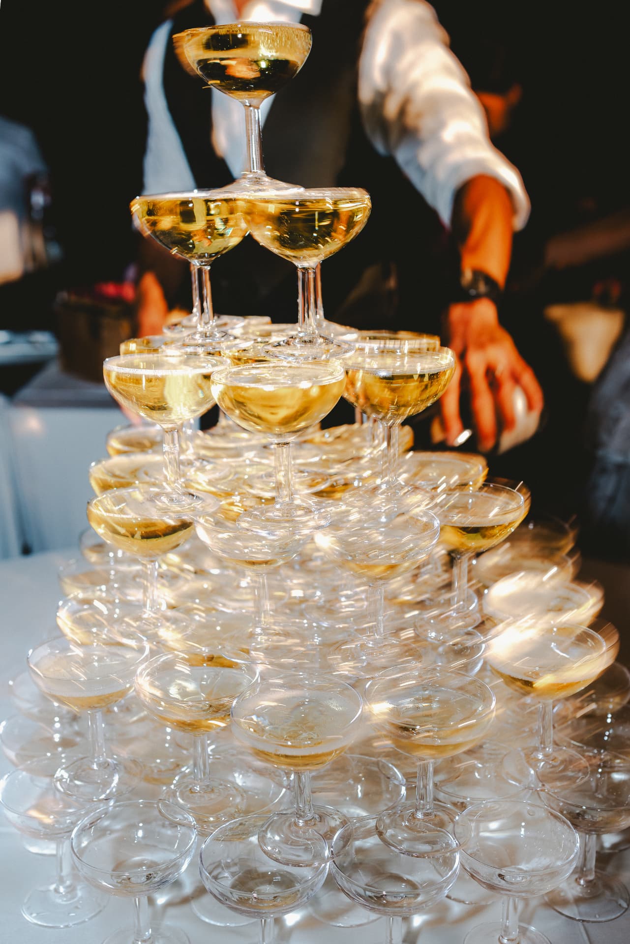 Tourte de coupes de champagne pour une réception au Mas Baïeta